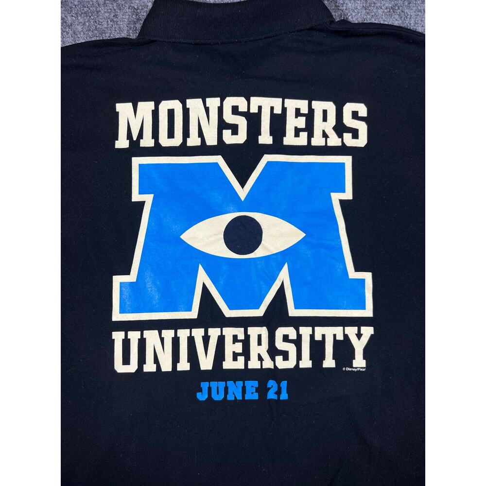 Y2K Disney Pixar Monsters University Promo Polo Shirt Large Black